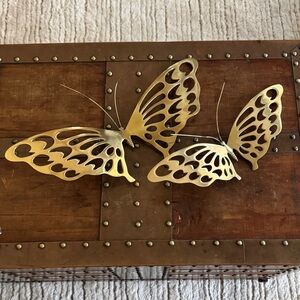 Elegant Vintage Brass Butterfly Wall Decor Set